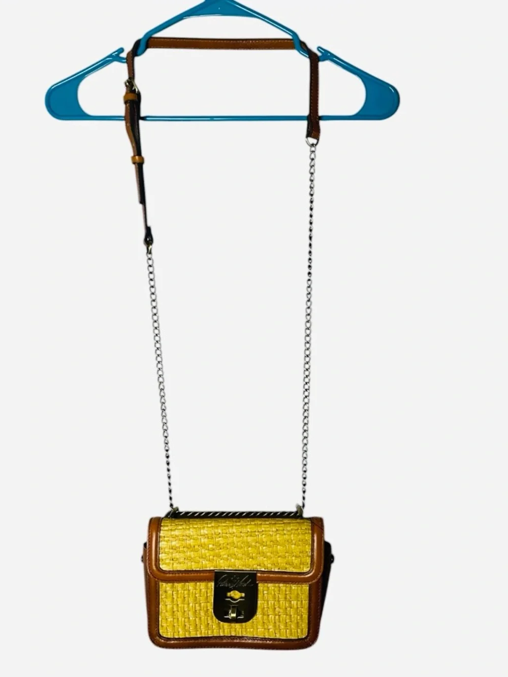 Patricia Nash Leather & Woven Straw Flap Crossbody Bag - Pristine Condition
